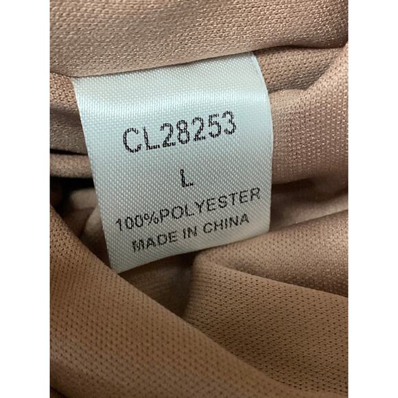 Pink Lily Women's Beige Tan Ruffle Long Sleeve Pleated Button Jumpsuit Romper L - Picture 5 of 5